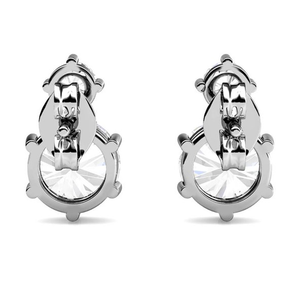 Chic Silver Double Swarovski Stud Earrings - Picture 6 of 6